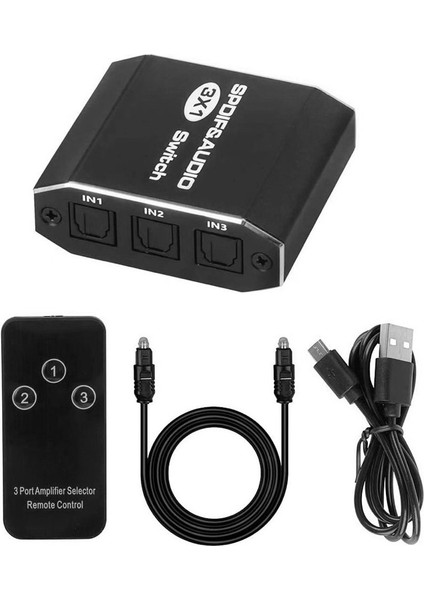 Spdıf Toslink Anahtarlayıcı 3 1 Out Dijital Optik Audio Splitter Seçici Seçici Anahtar 3x1 Ir Kontrol Desteği Dts Ac3 (Yurt Dışından)