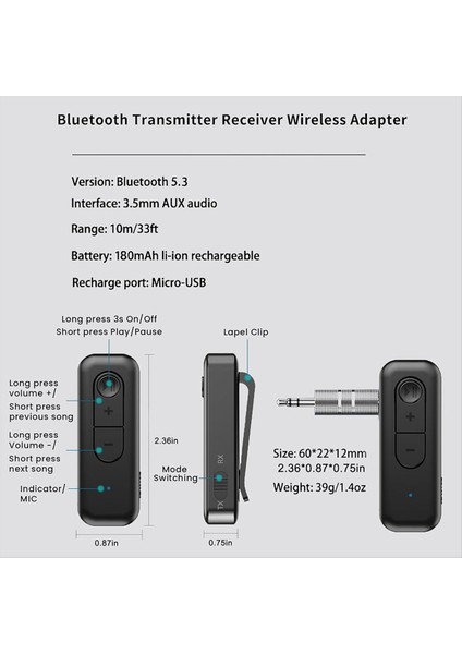 Bluetooth Ses Adaptörü Bluetooth Audio Verici Alıcı Adaptörü Car Aux Stereo Ses Tv Kulaklık Hoparlörleri (Yurt Dışından) fırsatları