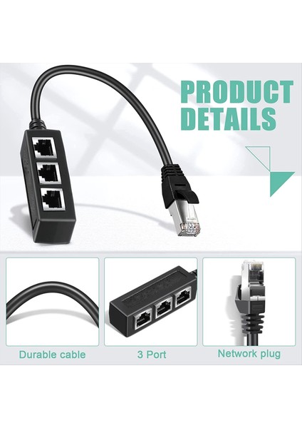 RJ45 Ethernet Splitter Adaptörü Ethernet Splitter 1 Ila 3 Ev Ofis Okul Ağının Genişletilmesi Için (Yurt Dışından) fiyatları