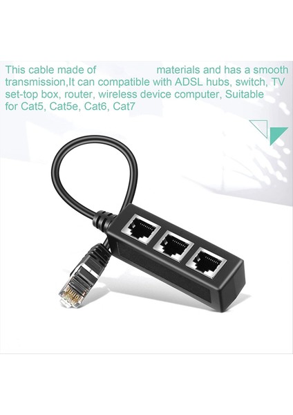 RJ45 Ethernet Splitter Adaptörü Ethernet Splitter 1 Ila 3 Ev Ofis Okul Ağının Genişletilmesi Için (Yurt Dışından) modelleri