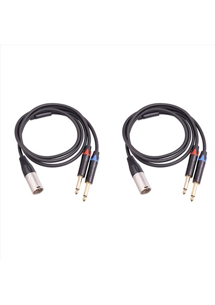 2x Çift 6 35MM 1/4 In Xlr Erkek Y Ayırıcı Kablosu 3pin Xlr Erkek Ila Çift 6 35MM Fiş Ses Mikrofon Kablosu 3 3 Feet (Yurt Dışından)