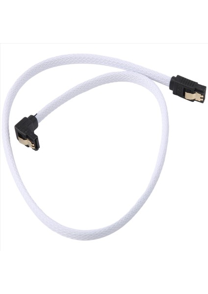 50CM Sata 3 0 Iıı Sata3 7pın Veri Kablosu Diğer Açı 6gb/s SSD Kabloları HDD Sabit Disk Veri Kablosu Naylonlu (Beyaz) (Yurt Dışından)