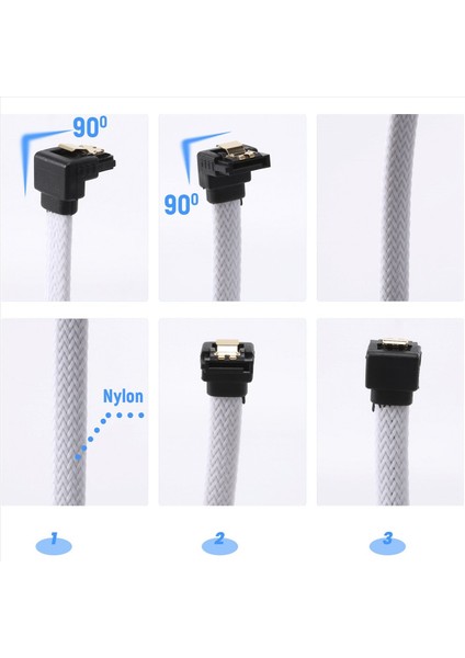 50CM Sata 3 0 Iıı Sata3 7pın Veri Kablosu Diğer Açı 6gb/s SSD Kabloları HDD Sabit Disk Veri Kablosu Naylonlu (Beyaz) (Yurt Dışından) indirimleri