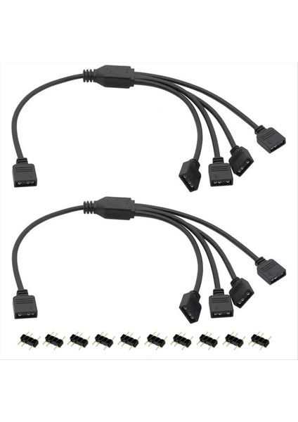 2pcs Argb Ayırıcı Kablosu 1 Ila 4 Kadın Ila Dişi 5V 3 Pin Adreslenebilir Rgb Ayırıcı Uzantı Kablosu Argb LED Senkronizasyon Kablosu (Yurt Dışından)