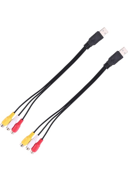 Hdtv Tv Televizyon Kablosu Için 3 Rca Dişi Adaptör Ses Dönüştürücü Video Av A/v Kablosu 2 Adet USB Erkek Fişi (Yurt Dışından)
