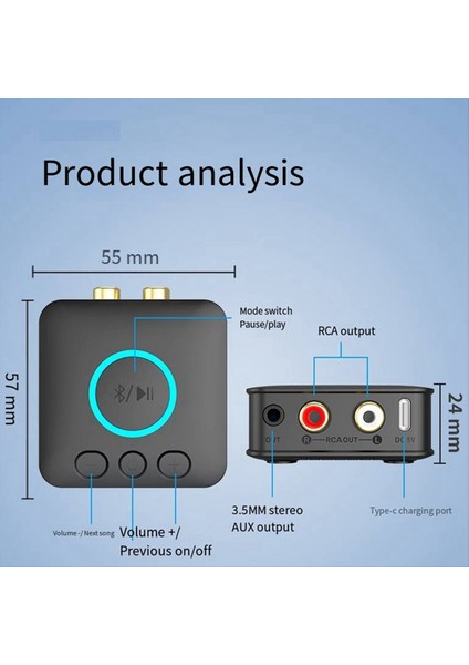 Qualcomm Bluetooth 5 1 Aux/rca Eski Ses Amplifikatörü Kablosuz Ses Oynatıcı Kayıpsız Ses Kalitesi (Yurt Dışından)
