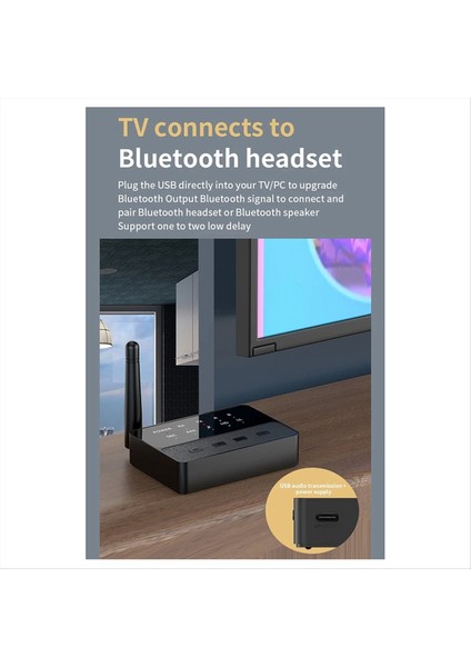 2 Arada Bluetooth 5 3 Audio Verici Alıcı Hd Düşük Gecikme 3 5mm Aux Kablosuz Adaptörü Tv Pc Otomobil Hoparlörü (Yurt Dışından)
