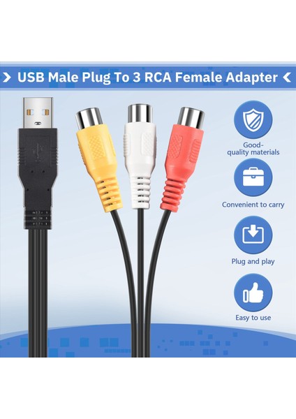 1pc USB Erkek Fişine 3 Rca Kadın Adaptör Ses Dönüştürücü Video Av A/v Kablosu Hdtv Tv Televizyon Tel Kablosu Için Rca Kablosu (Yurt Dışından) fırsatları