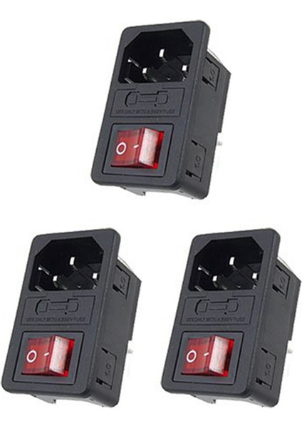 Sigorta Anahtarı 10A 250V 3 Pin IEC320 C14 ile 3x Giriş Erkek Güç Soketi (Yurt Dışından)