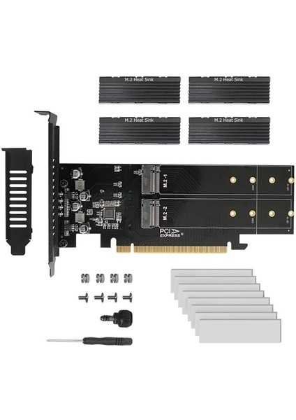 Pcıe - M2 Adaptör Kartı Pcıe X16 4 Port M2 Nvme M Anahtar SSD Kartı Pcı Express Genişletme Kartı Ispir Sebzeli (Yurt Dışından)
