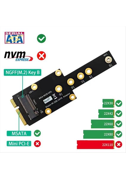 Msata-Ngff Anahtar B SSD Adaptör Kartı Yeni M 2 Anahtar B L-Mini Pcıe Çok Fonksiyonlu Modül (Yurt Dışından) modelleri