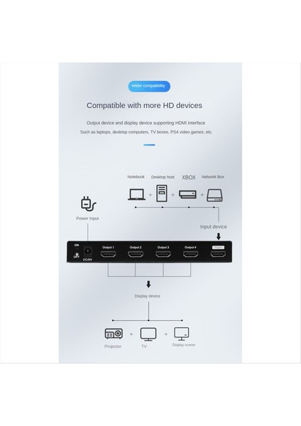 Ölçüm 1&#39 De 4 Out Video 4 Ports HDMI Uyumlu Ayrıştırıcı 1x4 Destek 3D 4K 30Hz Au Fiş ile Ayırıcı (Yurt Dışından) fiyatları