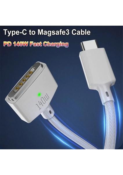 Pd 140W Magsafe 3 MACBOOK Aır/pro A2442/2485/2681 Için Manyetik Hızlı Şarj Kablosu Çinko Alaşım Dönüştürücü Hattı Mavi (Yurt Dışından)