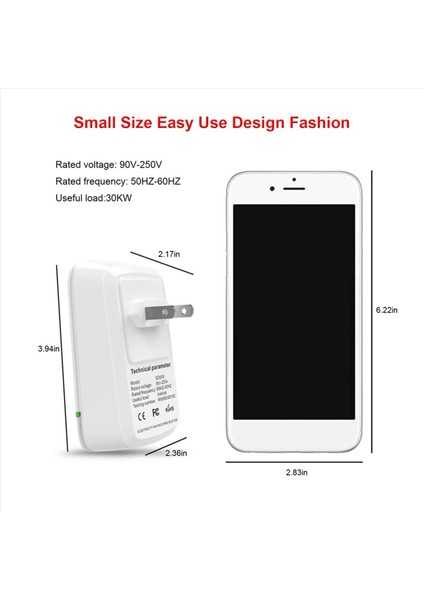 Güç Tasarrufu Enerji Tasarrufu Elektrikli Fatura Azaltma 30KW Elektrik Tasarruf Kutusu 90V-250V Güç Faktörü Koruyucular Abd Fişi (12 Paket) (Yurt Dışından) fiyatları