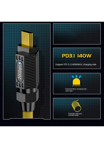 Pd 140W Ekleme Hızlı Şarj Veri Kablosu 20GBPS 8k Hd USB C - C Yaylı Kablo Tip C Ölçeklenebilir Genişletici Kablosu (Yurt Dışından) indirimleri