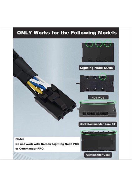 Corsair Için Rgb Splitter Rgb Hub Aydınlatma Düğüm Çekirdeği ve Icue Komutan Çekirdeği Xt 4 Pin Erkek - Kadın Fan Uzantı Kablosu (Yurt Dışından) modelleri