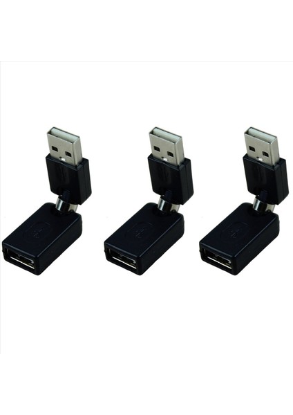 3x Siyah USB 2 0 Erkek - USB Kadın 360 Derece Dönme Açısı Uzatma Adaptörü (Yurt Dışından)