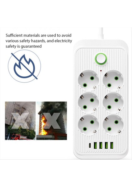 Ab Güç Şeridi Çiftleştirme 6AC Çıkışları 4 USB 1 Type-C Network Filtresi Hızlı Şarj Eu Fiş Siyah (Yurt Dışından) fırsatları