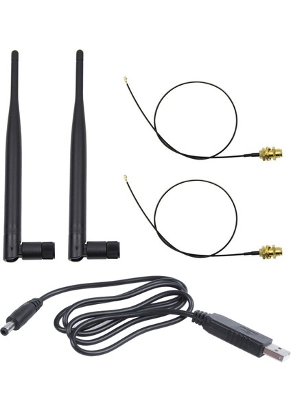 2 x 6dbi 2 4ghz 5ghz Çift Bant Wifi Rp-Sma Anten ve 1x USB Dc 5V-DC 12V 2 1mm x 5 5mm Modül Dönüştürücü Dc Namlu (Yurt Dışından)