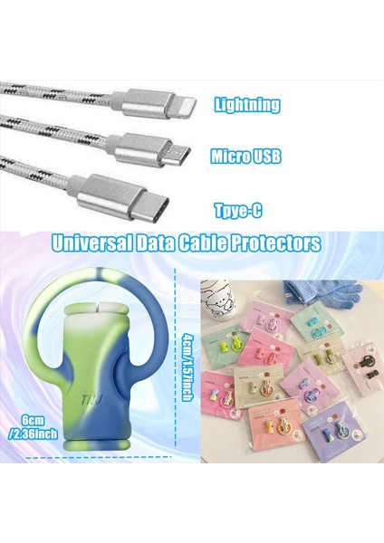 5pcs Sevimli Kablo Koruyucu Silikon Şarj Cihazı Kablo Koruyucusu Tip C/micro-Usb Veri Kablosu Koruyucu Kapak (Yurt Dışından) fırsatları