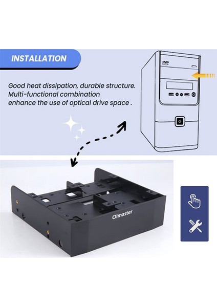 Oimaster Sabit Sürücü Dönüşüm Rafı 2 5 Inç / 3 5 Inç HDD / SSD Ila 5 25 Inç Disket Drive Bound Bilgisayar Montaj Braketi (Yurt Dışından) fiyatları