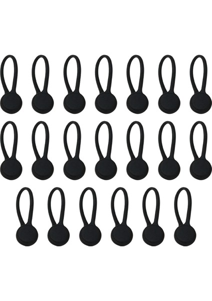 Veri Kulaklık ve Şarj Kabloları Siyah Için 20 Pcs Kablo Organizatörü Minimalist Silikon Kablo Organizatörü (Yurt Dışından)