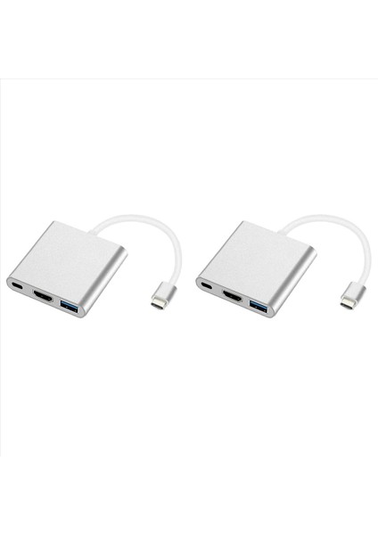 2x USB C Ila HDMI Adaptörüne 3&#39 Ü 1 Aradan 1 USB Tip C Ila 4K HDMI Usb3 0 &amp USB C Güç Dağıtım Portu Dönüştürücüsü Uyumlu (Yurt Dışından)