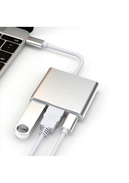 2x USB C Ila HDMI Adaptörüne 3&#39 Ü 1 Aradan 1 USB Tip C Ila 4K HDMI Usb3 0 &amp USB C Güç Dağıtım Portu Dönüştürücüsü Uyumlu (Yurt Dışından) fiyatları