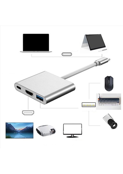 2x USB C Ila HDMI Adaptörüne 3&#39 Ü 1 Aradan 1 USB Tip C Ila 4K HDMI Usb3 0 &amp USB C Güç Dağıtım Portu Dönüştürücüsü Uyumlu (Yurt Dışından) fırsatları