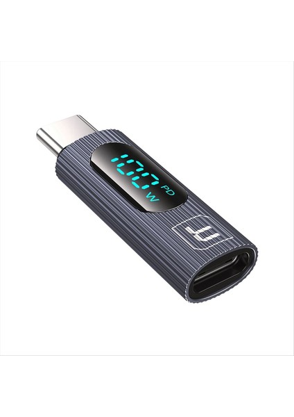 MacBook iPad Pro iPhone 15 Gray Için Dijital Ekranlı USB C Adaptörü 100W Tip C Power Metre Test Cihazı (Yurt Dışından)