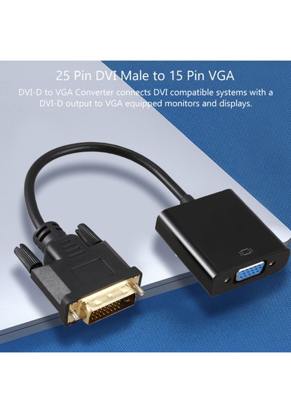 Dvı-Vga Adaptör Kablosu 1080P Dvı-D To VGA Kablosu 24+1 25 Pin DVI Erkek-15 Pin VGA Kadın Video Dönüştürücü Pc Ekranı Için (Yurt Dışından) fiyatları