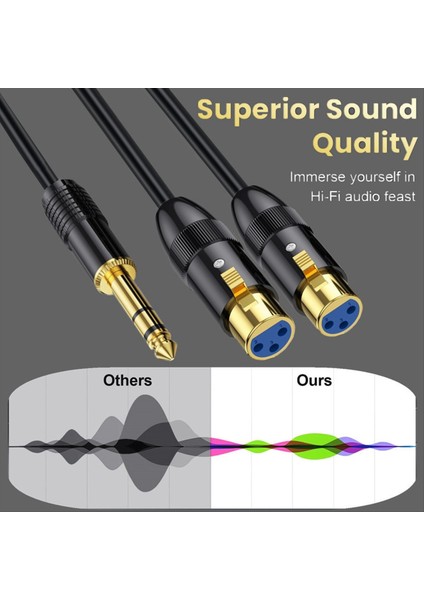 Çift Dişi Xlr Ila 1/4 Inç Trs Stereo Erkek Fiş Y-Sprıtter Kablo 2-Xlr Dişi Çeyrek Inç Adaptör Yama Kablosu-C (Yurt Dışından) fırsatları