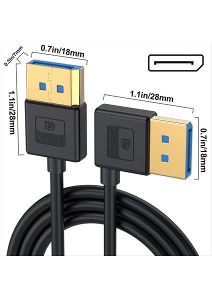 3 3ft Ekran Bağlantı Noktası 1 4 Uzatma Kablosu 90 Derece Dp 8K60Hz 4K144Hz Dizüstü Bilgisayar Pc Monitörü Için Video Ses Kablosu Sağ Bend (Yurt Dışından) fiyatları