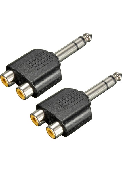 2x 6 35MM 1/4 Inç Erkek Stereo Ila 2 Çift Rca Dişi Y Splitter Ses Adaptör Dönüştürücü (Yurt Dışından)