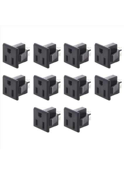 10X Ac 125V 15A Panel Boğuş Us Outlet Güç Soketi Siyah (Yurt Dışından)