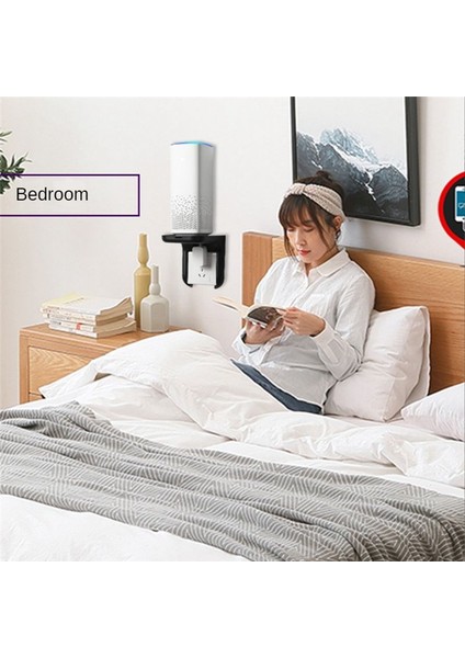 Duvar Soket Rafı Yok Zeki Ses Braketleri Için Uygun Soket Rafı Banyo Depolama Organizatör Beyaz (Yurt Dışından)