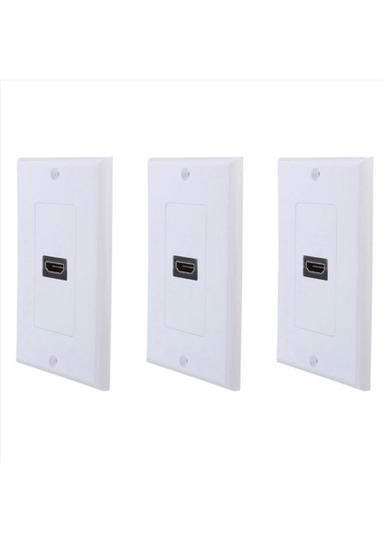 3x Yeni 1 Portlu HDMI Duvar Yüz Plakası Paneli Kapak Kuplör Outlet Extender 3D 1080P Beyaz (Yurt Dışından)