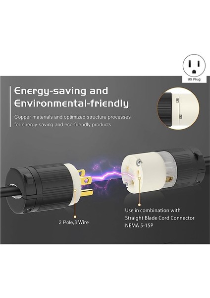 2 Pack 5-15P Elektrikli Erkek Fiş Eidleri Değiştirme 3 Çılgın Düz Bıçak Uzatma Kablosu Bizi Fişe (Yurt Dışından) fiyatları