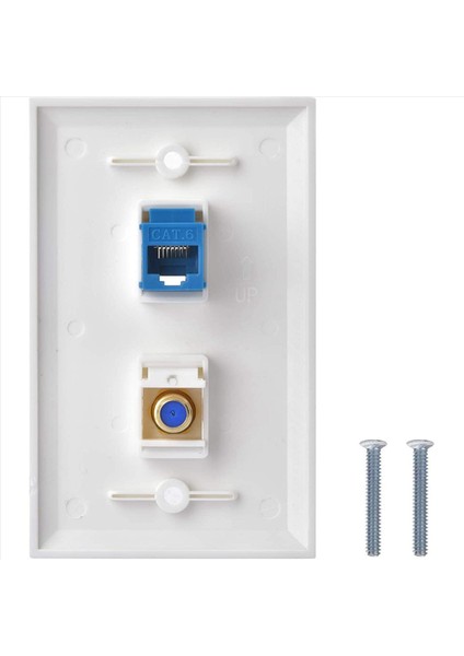 6 Paketler Ethernet Koaksiyel Duvar Plakası Çıkışı 1 Cat6 Anahtar Taşı Portu ve 1 Altın Kaplama Koaksif F Tipi RJ45 Duvar Plakaları (Yurt Dışından) fiyatları