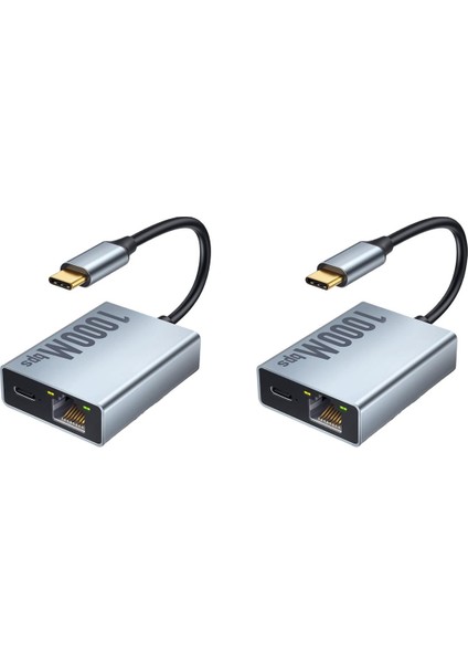 Google Tv Tak ve Çalıştır Gri Özellikli Chromecast Için 2x Usb-C Ethernet Adaptörü 2&#39 Si 1 Arada 1000 Mbps RJ45 Ağ Dönüştürücü (Yurt Dışından)