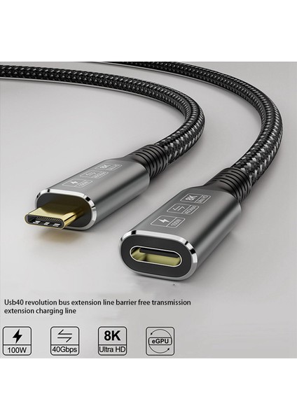 2x Usb4 8k Kablo 0 8m Thunderbolt 4 Uyumlu USB 4 Tip-C Erkek-Kadın Uzantısı Ultra Hd 8k 60Hz 100W 40GBPS (Yurt Dışından)