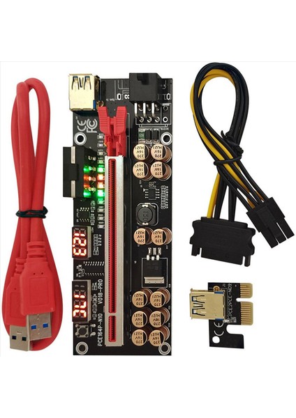 4x VER018 Pro Pcı-E Yükseltici Kartı USB 3 0 Kablo 018 Plus Pcı Express 1x Ila 16X Extender Pcıe Adaptörü Btc Madenciliği (Kırmızı) (Yurt Dışından) modelleri