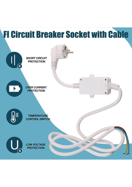 Fı Devre Kesici Soketi Kablo ile Akım Devre Kesici Fişi Kişisel Koruma Adaptörü Ab Tıkacı Beyaz (Yurt Dışından) fırsatları