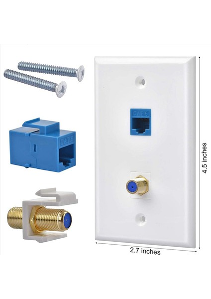 6 Paketler Ethernet Koaksiyel Duvar Plakası Çıkışı 1 Cat6 Anahtar Taşı Portu ve 1 Altın Kaplama Koaksif F Tipi RJ45 Duvar Plakaları (Yurt Dışından) fırsatları