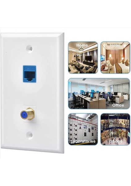 6 Paketler Ethernet Koaksiyel Duvar Plakası Çıkışı 1 Cat6 Anahtar Taşı Portu ve 1 Altın Kaplama Koaksif F Tipi RJ45 Duvar Plakaları (Yurt Dışından) indirimleri