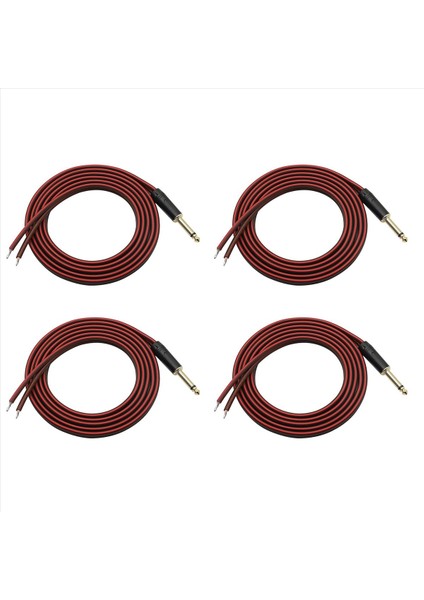 4pcs 1/4 Ts Hoparlör Tel Ses Kablosu 6 35MM Erkek Mono Adaptör Açık Uç Altın Kaplama Ofc Hifi Ts Hoparlör (Yurt Dışından)