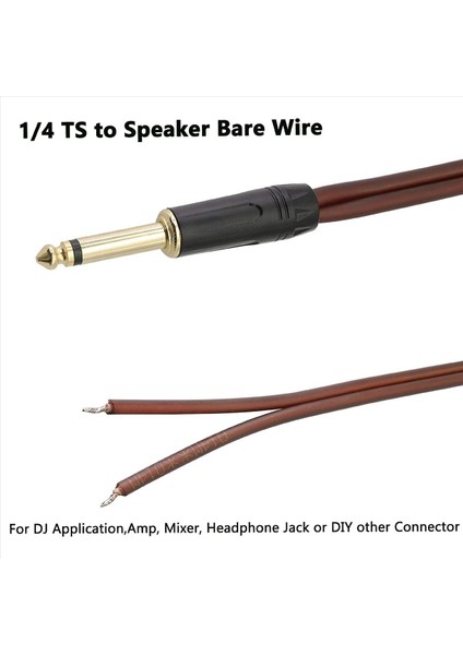 4pcs 1/4 Ts Hoparlör Tel Ses Kablosu 6 35MM Erkek Mono Adaptör Açık Uç Altın Kaplama Ofc Hifi Ts Hoparlör (Yurt Dışından) fırsatları