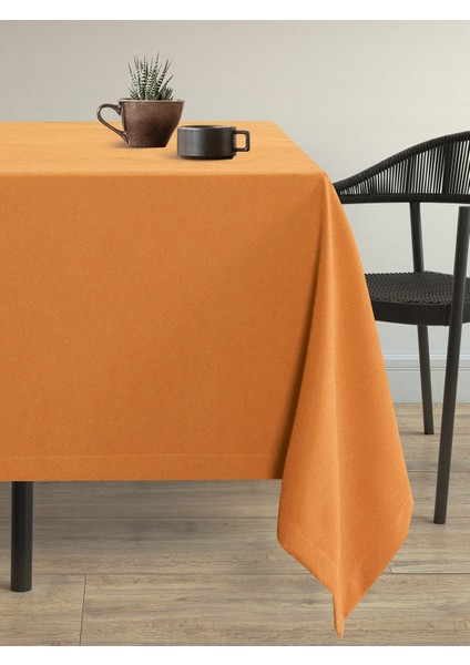 Kadife Dokulu Portakal Rengi Masa Örtüsü