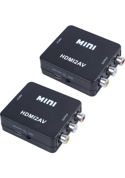 2x Mini HDMI - 3rca Cvbs Kompozit Video Av Dönüştürücü Adaptörü Tv Ps3 Vhs Vcr DVD Siyah (Yurt Dışından)
