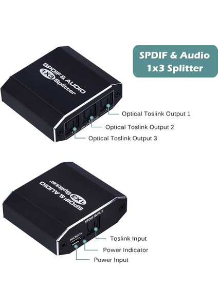 Dijital Optik Audio Splitter 1x3 Spdıf Toslınk Optik Fiber Audio Splitter 1&#39 De 3 Out Alüminyum Alaşım (Yurt Dışından) fiyatları